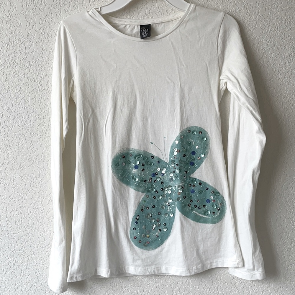 Zara Girl’s 13-14 White Embellished Long Sleeve